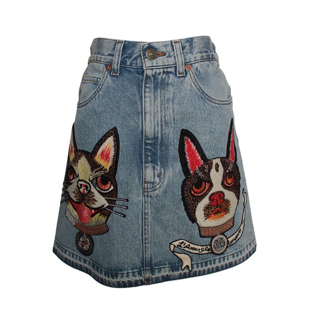 구찌 자수 데님 미니스커트 55