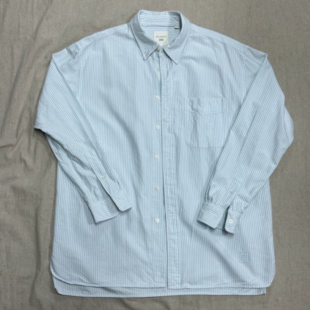 유니클로 jw앤더슨 하늘색 스트라이프 셔츠 L