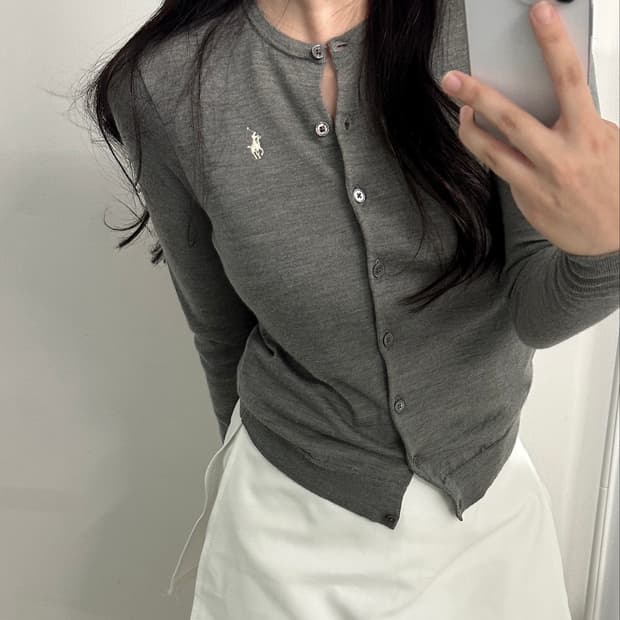 폴로 랄프로렌 그레이 메리노울 가디건