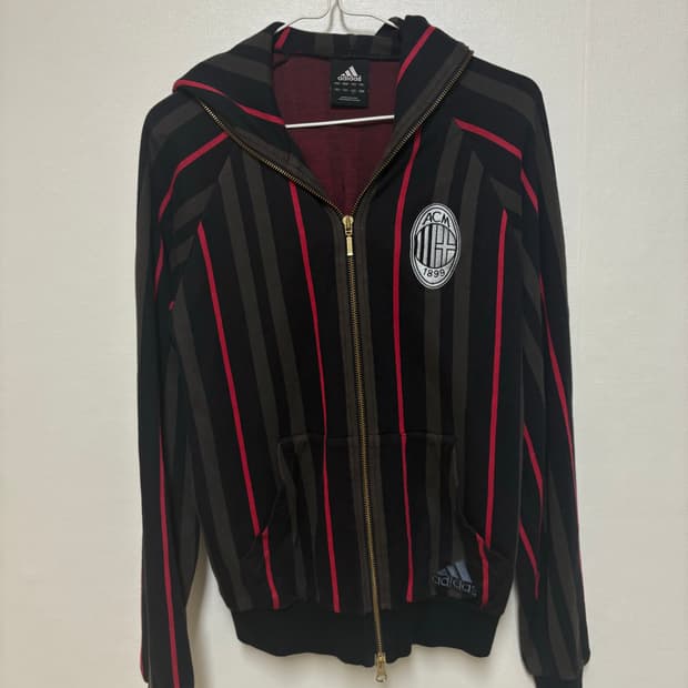 AC밀란 스트라이프 아디다스 후드집업
