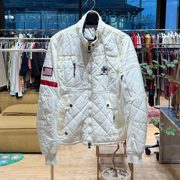랄프 로렌 rlx 화이트 퀼팅 자켓 