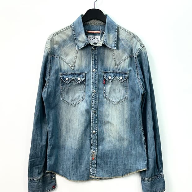 리바이스 빈티지 워싱 데님 웨스턴셔츠 M