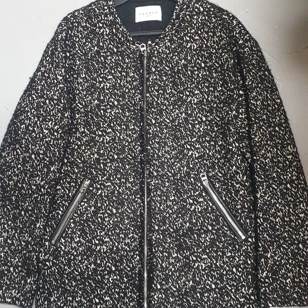 산드로 트위드 집업 자켓 블랙