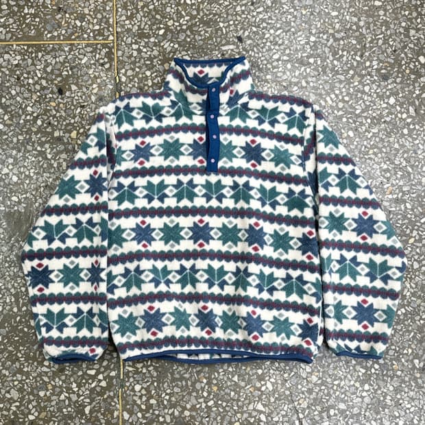 80s USA 엘엘빈 패턴 후리스 스냅티 100~105