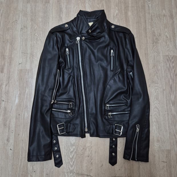 어태치먼트 여성 캐주얼 레더 더블 라이더 자켓