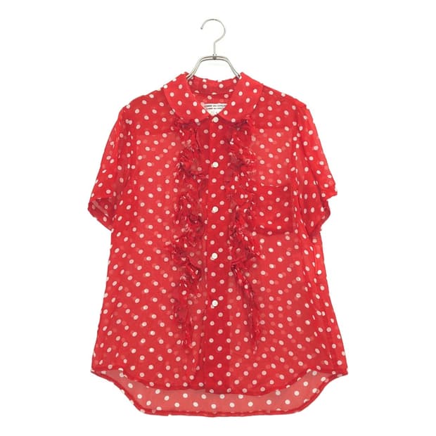 Comme des Garcons 도트 프릴 반팔 블라우스