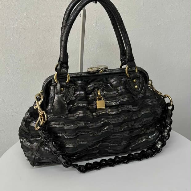 00s 마크제이콥스 빈티지 메탈릭 러플 토트백 투웨이 숄더백