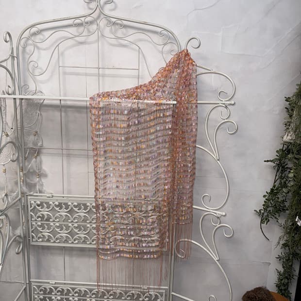 Coral color mix net scarf