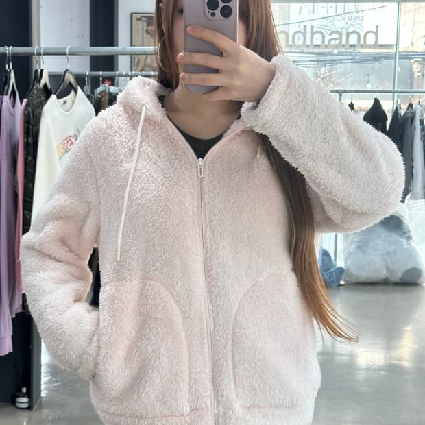 아디다스 플리스 후드집업 딸기우유