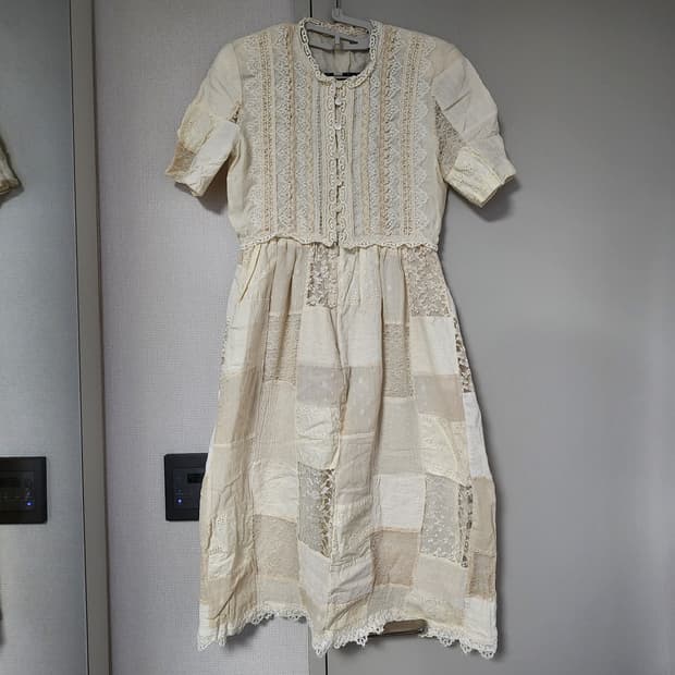 빈티지 모리걸 페어리 패치워크 대장급 레이스 클로버 단추 원피스