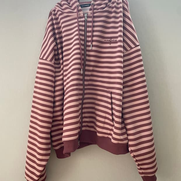 낫포너드 pink Stripe Hood Zip Up (XL)