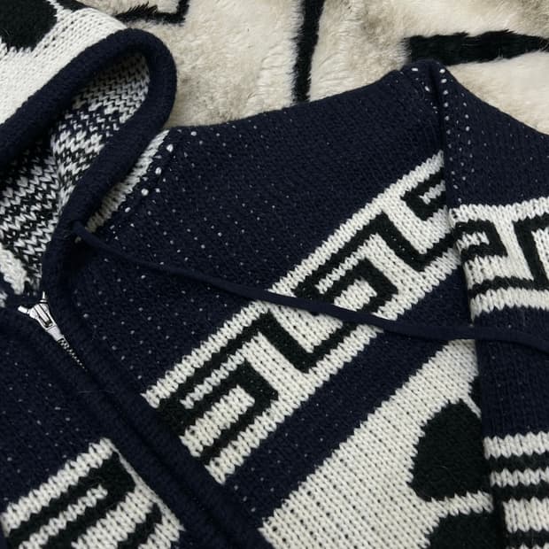 [L]파르티멘토 울 니트 코위찬 후드자켓/네이비