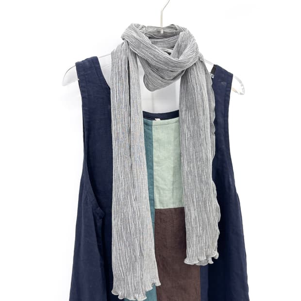 빈티지 린넨 블렌드 플리츠 머플러