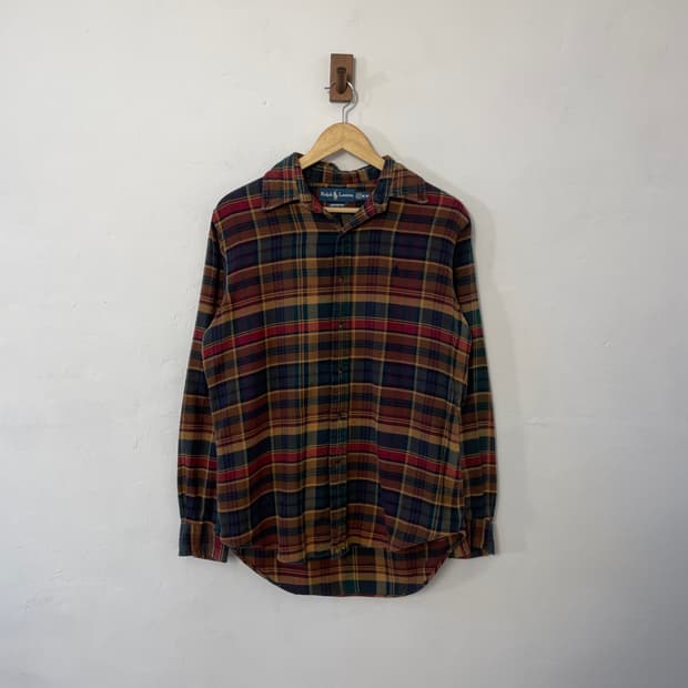 폴로 커스텀핏 체크 셔츠 