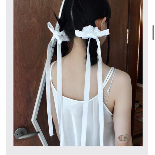 르몽드페페 ribbon hair scrunchie - white