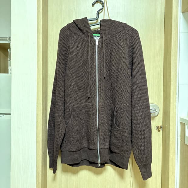 애프터프레이 후디 집업 니트 브라운