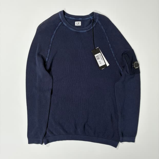CP컴퍼니 크루넥 니트 코튼 크레이프 블루 46사이즈