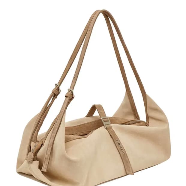 글로니 타오 리얼 스웨이드 호보 백 샌드 베이지