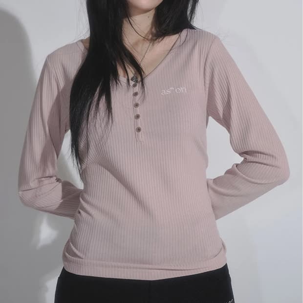 애즈온 버튼티 핑크