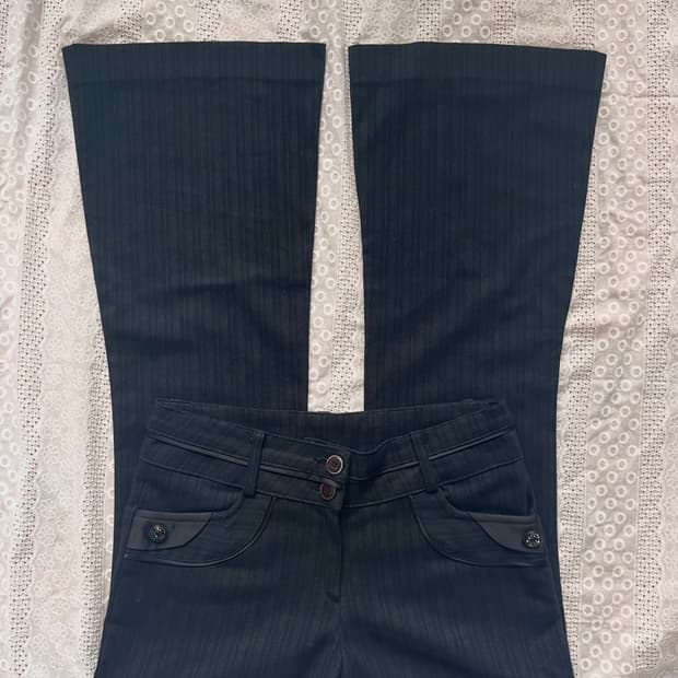 Black striped bootcut slacks 