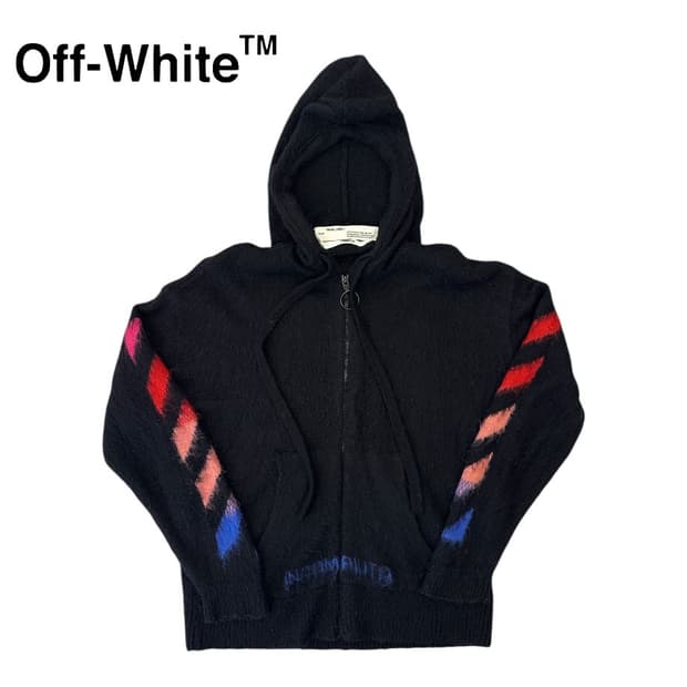 오프화이트 디아고날 모헤어 후드집업