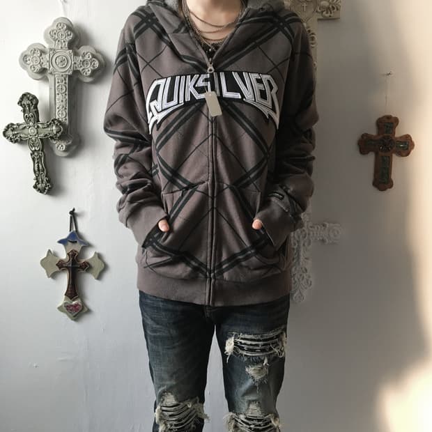 Check pattern hood zip up