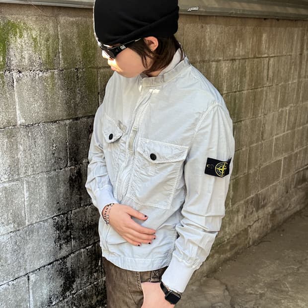 스톤 아일랜드 10ss 가먼트 다이 봄버 자켓