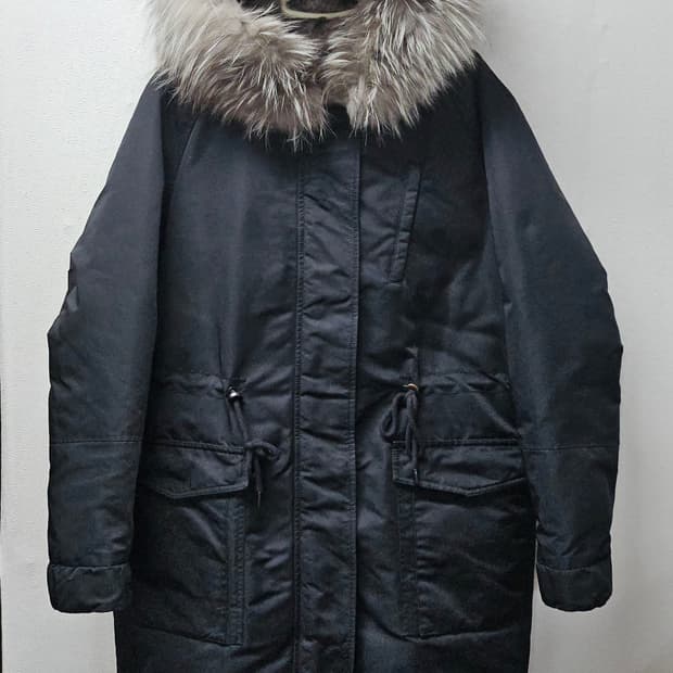 나이스클랍 후드 퍼 블랙 패딩 야상 점퍼 M