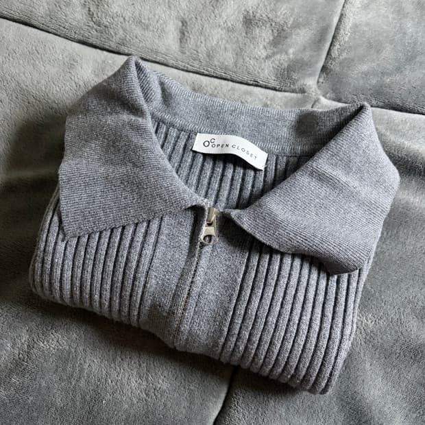 카라 골지 니트집업