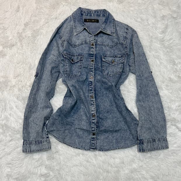 y2k stone washing denim shirt