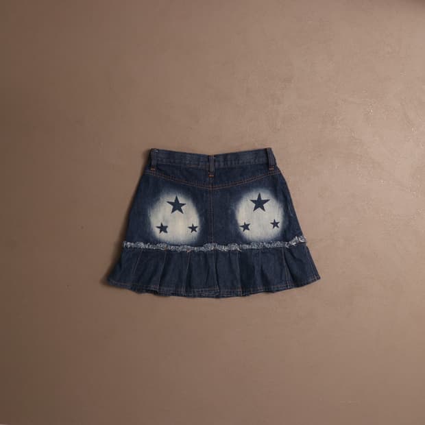 일본빈티지 데님 프린팅 하프 플레어 스커트 A464