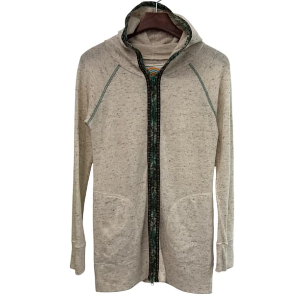 vintage ethnic trim 2-way zip hoodie 