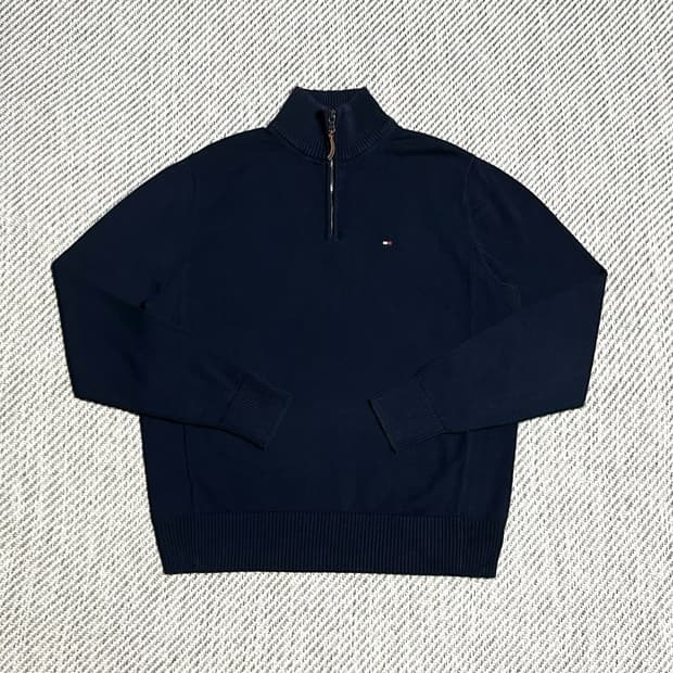 [M] Tommy 타미힐피거 네이비 반집업 코튼 니트