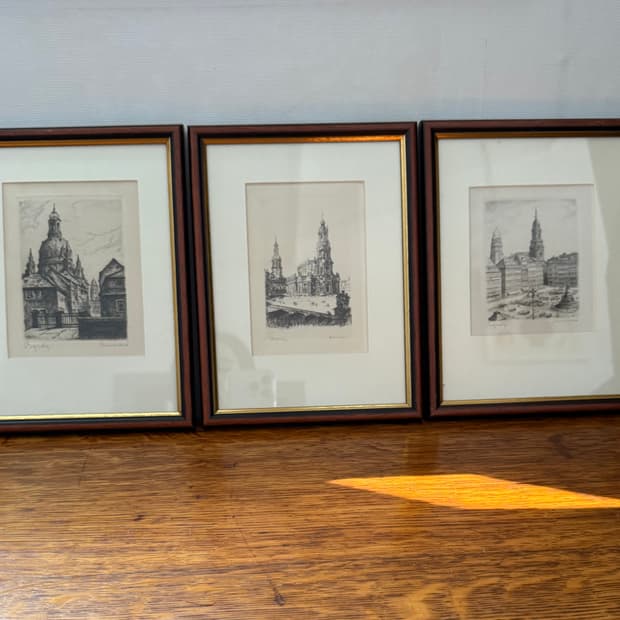 유럽 (독일)감성 빈티지 동판화 액자 3점 세트