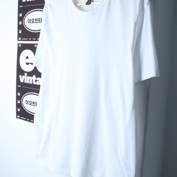 (XL) 에이치앤엠 반팔 티셔츠 화이트 무지 기본-H32305