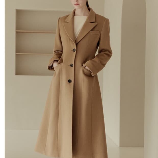 브라이드앤유 TANIA 타니아 클래식 에이라인 코트 카멜색 울코트정장코트
