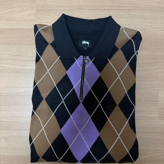 스투시 아가일 집업 폴로