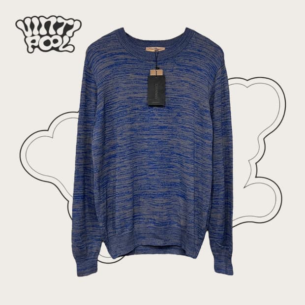 [택달린 새상품] 자바나스 라운드 니트 L 블루그레이