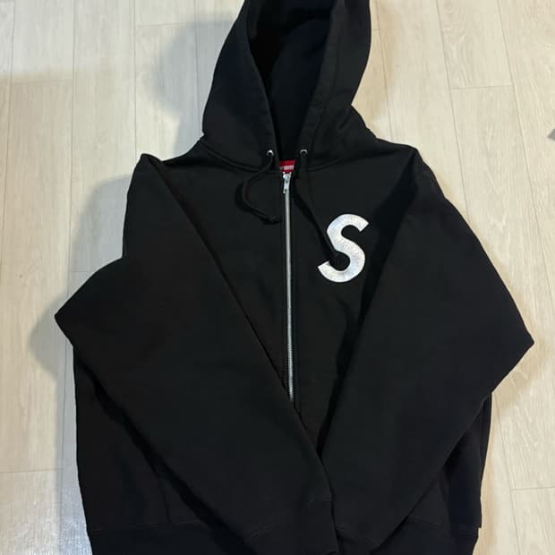 슈프림 S로고 후드집업 블랙M