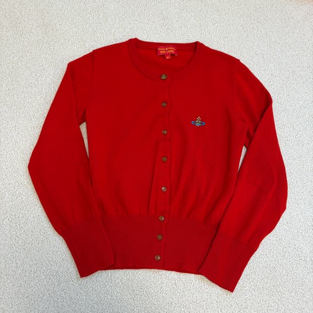 비비안웨스트우드 레드라벨 울 가디건 레드