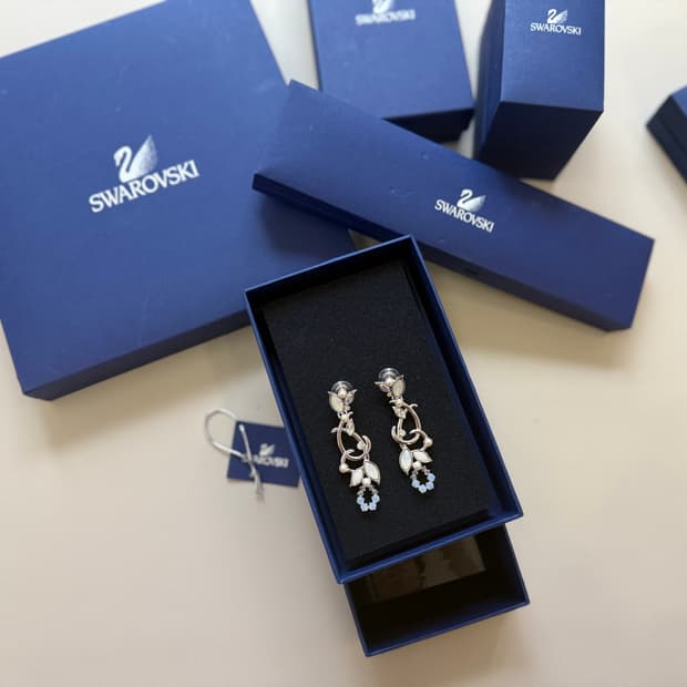 1회착용) 스와로브스키 에버래스팅 귀걸이 진주 실버 은 금 골드 다이아 