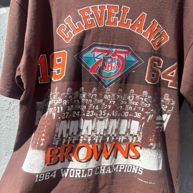 90s 오리지널 NFL 75th 클리블랜드 우승 스쿼드 티셔프