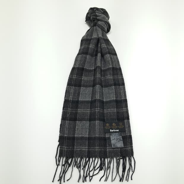 MX227 바버 그레이 타탄체크 램스울 목도리 머플러