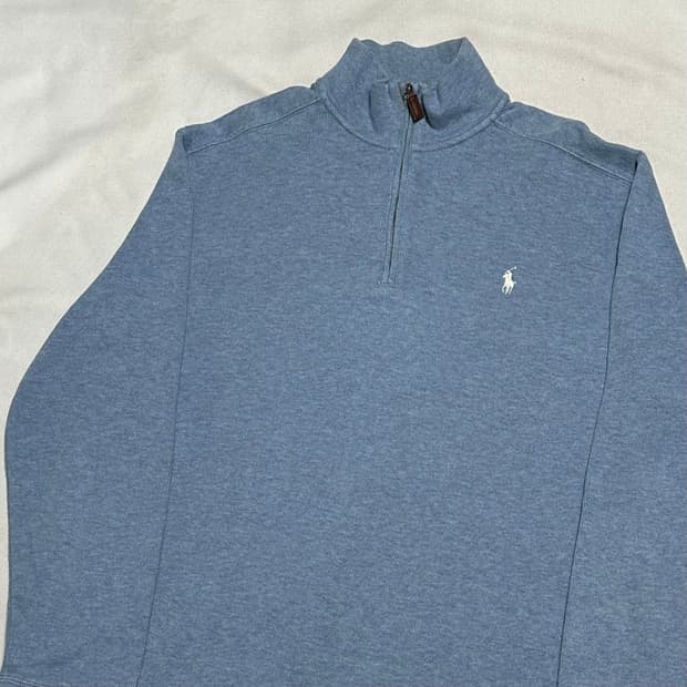 L 폴로랄프로렌 스카이블루 반집업 니트