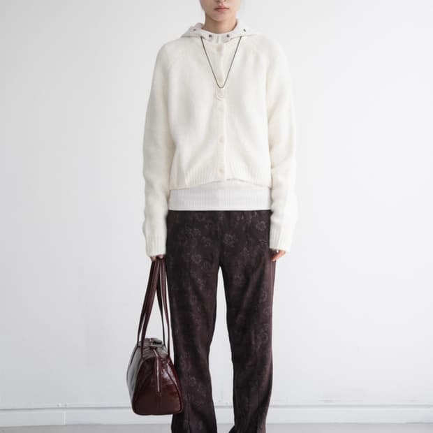 피키소사이어티 Stud Knit Hoodie (Cream)