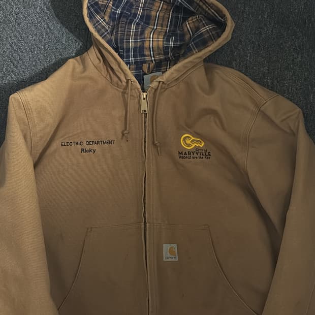 칼하트 빈티지 체크 후드집업