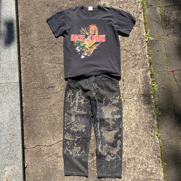 camel denim hand stitch pants