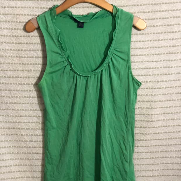 바나나리퍼블릭 그린 코튼 민소매 티셔츠 모리걸 레이어드 나시