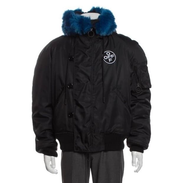 오프화이트 블루 퍼 자켓 S