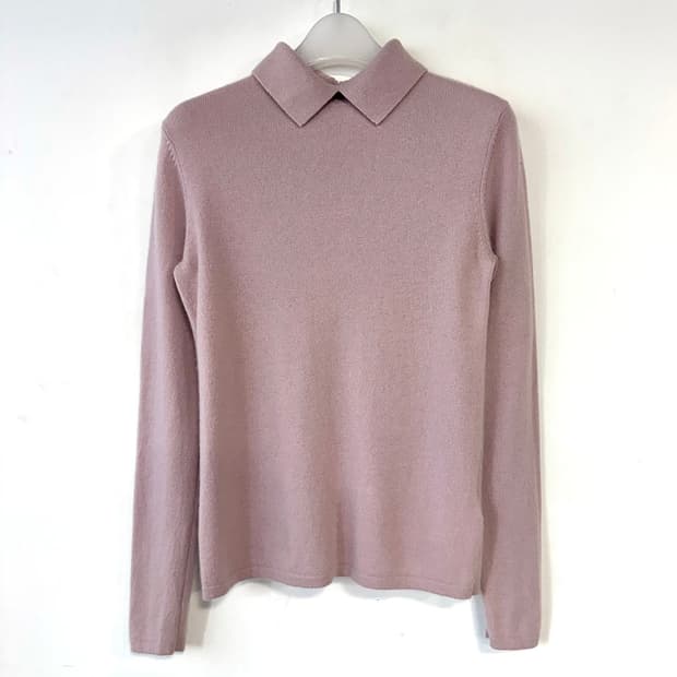 펄 포인트 캐시미어100 칼라 니트 탑